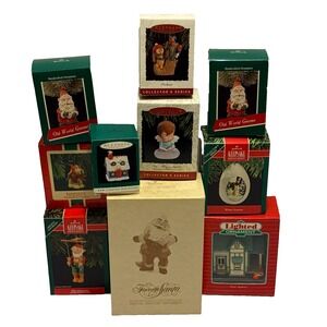 Lot 10 Vintage Hallmark Ornaments Old World Gnome Marys Angels Santa Owliver